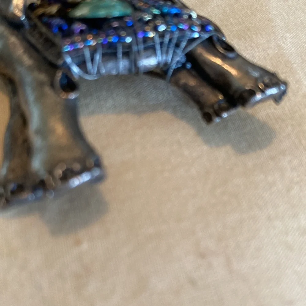 Silver tone  decorated elephant brooch
